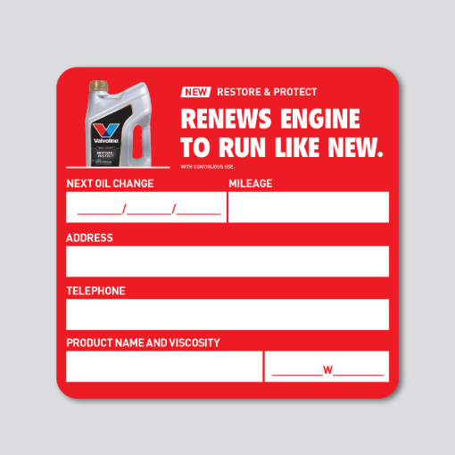 Picture of Oil Change Sticker "Restore & Protect"